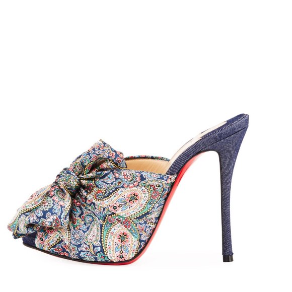 Christian Louboutin Moniquissima Paisley Red Sole Slide Sandal | Used Once - Picture 2 of 16